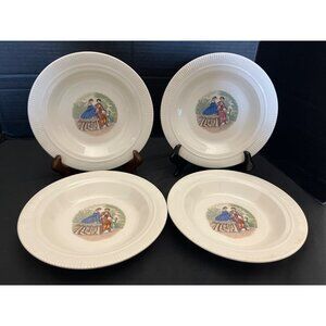 Godey Prints Rim Soup Bowls by Salem China Co Victorian Ladies Set of 4 USA